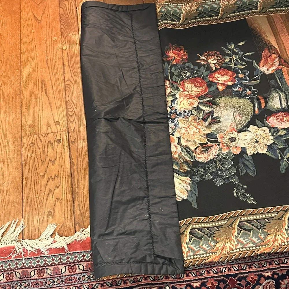 Vintage Floral Tapestry Wall Hanging in Black and Multicolor